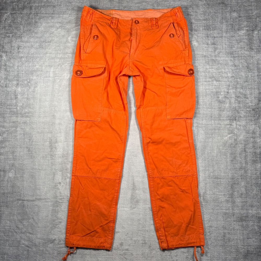 Polo Ralph Lauren Pants Mens Orange Cargo Trousers Military Combat Paratrooper